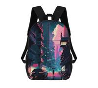 sinyumoney Neon Cityscape Future Urban Dreamscape 3D Printed Children's School Backpack for Kids High Capacity Travel Rucksacks Book Bags Kids School Bag Back Pack 17inch