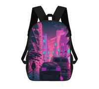 sinyumoney Neon Cityscape Future Vibe School Bags Business Laptop Rucksack Bag Unisex Casual Daypack for Camping Outdoor Adventures And Daily Travel 17inch