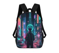 sinyumoney Neon Cityscape Future Vision -1 School Backpack Daypacks Business Backpack Water Resistant Bookbag for School/Work/Travel 17inch