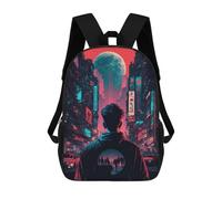 sinyumoney Neon Cityscape Future Vision Kids Backpack,School Backpack Kids School Bag 3D Printed Cartoon Large Capacity Backpack for Kids Boys And Girls 17inch