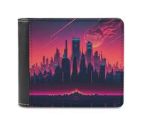 sinyumoney Neon Cityscape Reflections 3D Print Clutch Purse ID Window Coin Slots Note Section Soft Convenient Purse Youth Guys 11.7cm*9.5cm