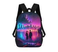 sinyumoney Neon Cityscape Romance School Backpack Rucksack Casual Daypacks School Work Travel Bag for Men, Women & Teenage Boys 17inch