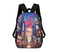 sinyumoney Neon Cityscape Sunset Backpacks 3D Printed 17inch Kids School Backpack Outdoor Casual Daypack Casual Travel Bags for Middle School Students