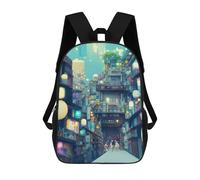 sinyumoney Neon Cityscape Urban Lights Backpack 3D Print Kids Bag Elementary Students Daypack Lightweight School Bag for Children Girls Boys Nursery Lunch Pack 17inch