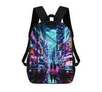 sinyumoney Neon Cityscape Vibrant Night Scene Backpack School Backpack Kids School Bag Large Capacity Kids Backpack for School Rucksack 3D Book Bag Gifts for Kids 17inch
