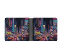 sinyumoney Neon Cityscape Vibrant Nightlife 3D Print Clutch Purse Credit Card Slots Banknote Compartments Slim Elegant Wallets for Boys Girls 11.7cm*9.5cm