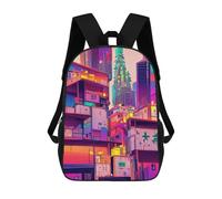 sinyumoney Neon Cityscape Vibrant Urban Art -1 School Bag 3D Printed Children's School Backpack Casual Fashion Travel Backpacks for Kids School Students 17inch