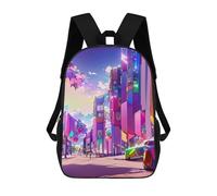 sinyumoney Neon Cityscape Vibrant Urban Landscape -1 School Bag 3D Printed Children's School Backpack Casual Fashion Travel Backpacks for Kids School Students 17inch