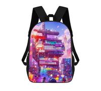 sinyumoney Neon Cityscape Vibrant Urban Landscape Rucksack Computer Rucksack for School/Work/Travel for Girl, Teen Girls 17inch