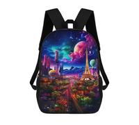 sinyumoney Neon Cityscape with Eiffel Tower School Backpack Water Resistant Computer Rucksack for Teenage Girls Boys Women Men 17inch