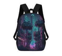 sinyumoney Neon Cityscape with Palm Trees School Backpack Work Business College School for Campus Outdoor Travel Sports 17inch