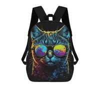sinyumoney Neon Cool Cat Rucksack Water Resistant School Bag Business Backpack for Men, Women & Teenage Boys 17inch