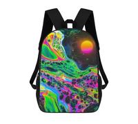 sinyumoney Neon Cosmic Abstract Backpack for School 3D Printed Boys Girls School BagChildren Bookbag Travel Rucksack 17inch