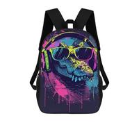 sinyumoney Neon Crocodile Headphones Art Print Backpack School Water Resistant Travel Backpack Computer Bag - Perfect for Travel, Work And Daily Use 17inch
