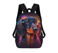sinyumoney Neon Dachshund Glasses Art Print School Backpack Lightweight Airport College Students Back Pack for Boys/Girls/Teenagers 17inch