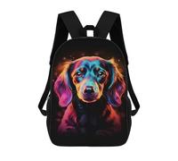 sinyumoney Neon Dachshund Portrait Kids' Backpack 3D Printing School Bag Boys Cool Daypacks Casual Knapsack Fun Back Bag for Kids And Teenager 17inch