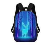 sinyumoney Neon Deer in Blue Forest School Backpack Water Resistant School Bag Business Backpack for Boys/Girls/Teenagers 17inch