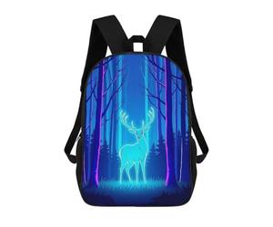 sinyumoney Neon Deer in Blue Forest School Backpack Water Resistant School Bag Business Backpack for Boys/Girls/Teenagers 17inch