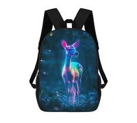 sinyumoney Neon Deer in Forest 3D Printed Children's School Backpack for Kids High Capacity Travel Rucksacks Book Bags Kids School Bag Back Pack 17inch