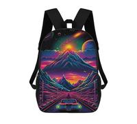 sinyumoney Neon Desert Drive 3D Printed 17inch Kids School Bag Rucksacks Children's School Fashion Casual Back Pack High Capacity Travel Book Bags