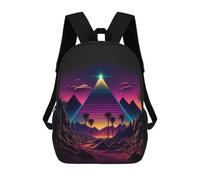 sinyumoney Neon Desert Pyramid Backpacks 3D Printed Kids School Backpack Outdoor Casual Daypack Fashion Casual Children Backpacks Cute Travel Bags 17inch