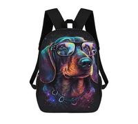 sinyumoney Neon Dog Glasses Art Print -1 School Backpack Large School Backpack for Boys for Campus Outdoor Travel Sports 17inch