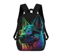 sinyumoney Neon Dog Glasses Art Print School Bag 3D Printed Backpacks Fashion Kids School Backpack Boys Rucksacks for Boys Middle School Students 17inch