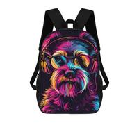 sinyumoney Neon Dog Headphones Art Print -2 School Bags Large Water Resistant Laptop Backpack - Perfect for Travel, Work And Daily Use 17inch