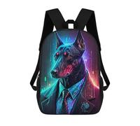sinyumoney Neon Dog in Suit School Backpack High Secondary School Bags Casual Backpack for Girls Boys Teenage 17inch