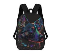sinyumoney Neon Dog Portrait Art Print Backpack School Bag Daypacks Business Backpack Water Resistant Bookbag for Girls Boys Teenage 17inch