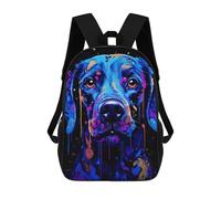 sinyumoney Neon Dog Portrait Painting Rucksack Large Lightweight Casual Backpack for Campus Outdoor Travel Sports 17inch