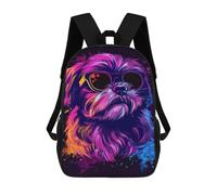 sinyumoney Neon Dog Sunglasses Art Print-1 Backpack School Bag Computer Rucksack for School/Work/Travel for Camping Outdoor Adventures And Daily Travel 17inch