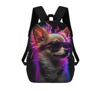 sinyumoney Neon Dog Sunglasses Kids School Backpack 3D Printed Fashion School Bag Casual School Bag for Boys Elementary And Middle School Students 17inch