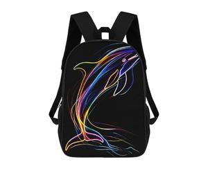 sinyumoney Neon Dolphin on Black Background Backpack School Lightweight Casual Daypack School Backpacks for Men, Women & Teenage Boys 17inch