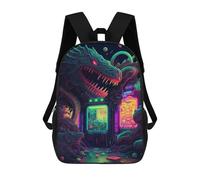 sinyumoney Neon Dragon Arcade School Bag Backpack Teen Schoolbag 3D Printing Adjustable Schoolbag Fashion Pocket Bag for Kids Boys Girls Students And Teenagers Fans 17inch