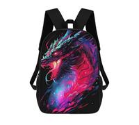 sinyumoney Neon Dragon Art Print Backpack School Bag Rucksack Casual Daypacks School Work Travel Bag for Teenage Girls Boys Women Men 17inch