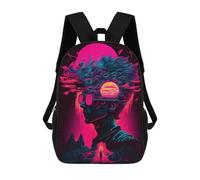 sinyumoney Neon Dreamscape -15 Kids School Backpack School Bag 3D Printed School Bag for Boys Elementary And Middle School Students 17inch