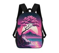 sinyumoney Neon Dreamscape Coastal Bonsai School Bag 3D Printed Backpacks Fashion Kids School Backpack Boys Rucksacks for Boys Middle School Students 17inch