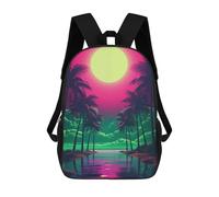 sinyumoney Neon Dreamscape Elegance 3D Printed 17inch School Bag Children's School Backpack Travel Backpacks Casual Fashion Bag for Kids School Students