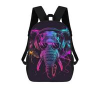 sinyumoney Neon Elephant Headphones Art Print -3 School Bags Large Water Resistant Laptop Backpack - Perfect for Travel, Work And Daily Use 17inch