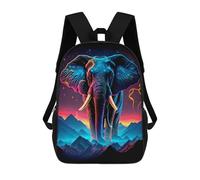 sinyumoney Neon Elephant Mountainscape School Bags Daypacks Business Backpack Water Resistant Bookbag for Men, Women & Teenage Boys 17inch