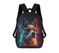 sinyumoney Neon Energetic Dog Portrait Children's School Backpack 3D Printed for Kids Travel Rucksacks Book Bags Kids School Bag 17inch