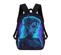 sinyumoney Neon Fantasy Portrait -2 3D Printed Children's School Backpack for Kids High Capacity Travel Rucksacks Book Bags Kids School Bag Back Pack 17inch