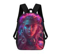sinyumoney Neon Fantasy Portrait -3 Backpacks Kids Student Schoolbag,3D Printed Backpacks,Elementary And Middle School Students Backpacks for Boys Girls 17inch