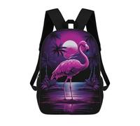sinyumoney Neon Flamingo Children's School Backpack Fashion Casual Children's Backpacks 3D Printed School Bags Boy Large Backpack 17inch