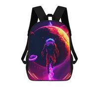 sinyumoney Neon Flying Astronomy 3D Printed 17inch School Bag Children's School Backpack Travel Backpacks Casual Fashion Bag for Kids School Students