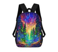 sinyumoney Neon Forest Festival Backpack for School 3D Printed Boys Girls School BagChildren Bookbag Travel Rucksack 17inch