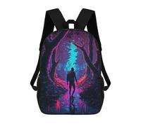 sinyumoney Neon Forest Journey Kids School Backpack 3D Printed Fashion School Bag Casual School Bag for Boys Elementary And Middle School Students 17inch