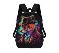 sinyumoney Neon Fox in Cityscape Children's Backpack, Schoolbag Large Capacity Students Bookbag Rucksack Knapsack for Boys Girls Adults Teen 17inch