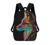 sinyumoney Neon Fox Profile Kids Backpacks,3D Personalized School Bookbags for Boys Girls Large Schoolbags Casual Daypack 17inch
